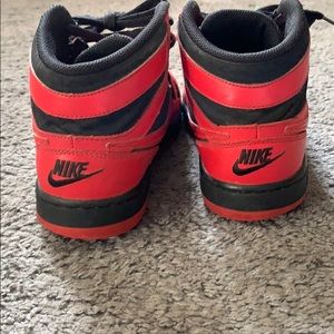 nike red and black high tops